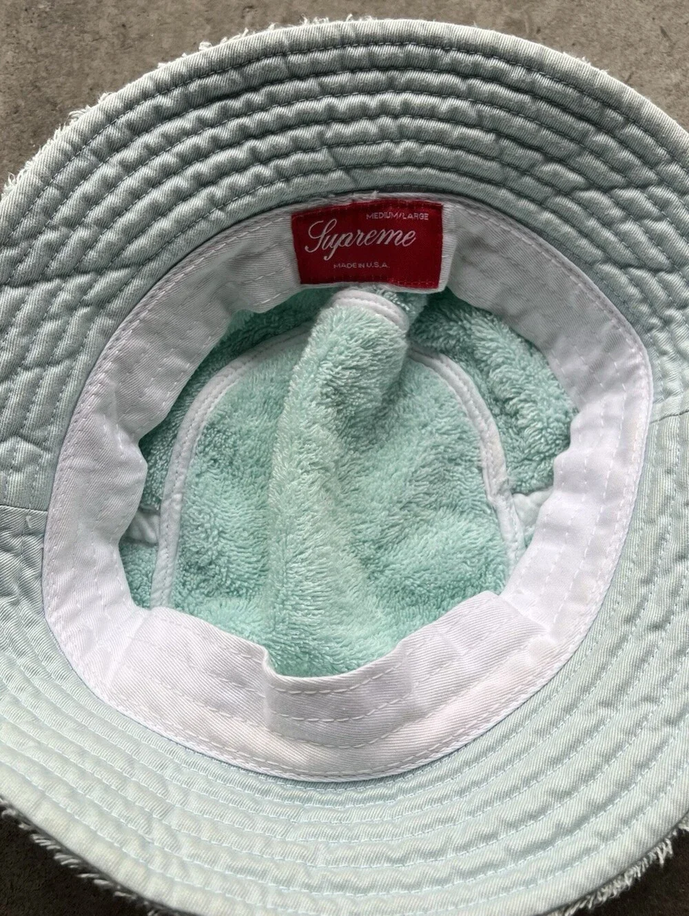 Supreme Crusher Bucket Hat Blue Teal Aqua Medium Large Made In USA One Size